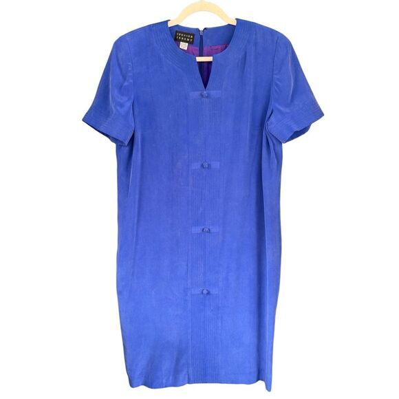 B8‎ VTG Spenser Jeremy Silk Asian Midi Dress Cobalt Blue - Picture 1 of 7